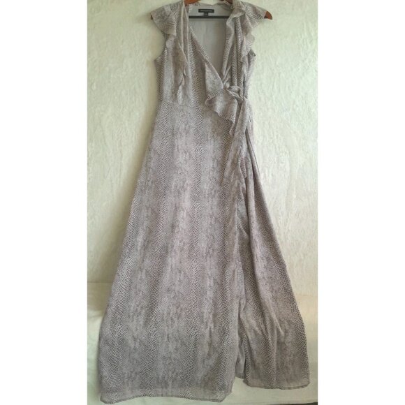 Banana Republic Sz 4 Snake Print Ruffle Wrap Event Party Lightweight Maxi Dress - Picture 3 of 10